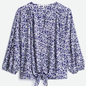 Tie-Front Floral Work Blouse